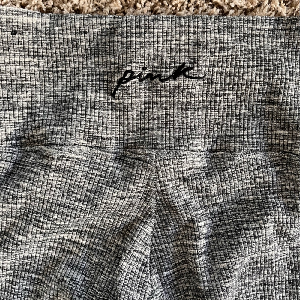 Victoria's Secret PINK‎ Yoga Leggings Gray Marl Ribbed High Waist Large - Picture 5 of 5